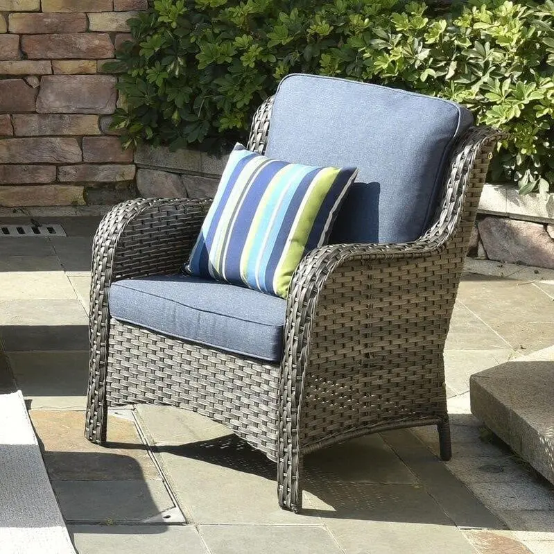 Latimer Wicker 5-Piece Outdoor Patio Set – Weather-Resistant Rattan Seating with UV-Stable Cushions and Powder-Coated Frames