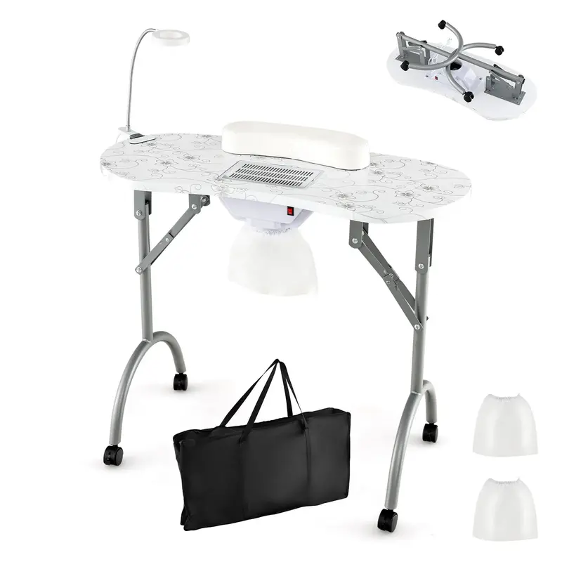 LDAILY Portable Nail Technician Table – Integrated Electric Dust Extraction System