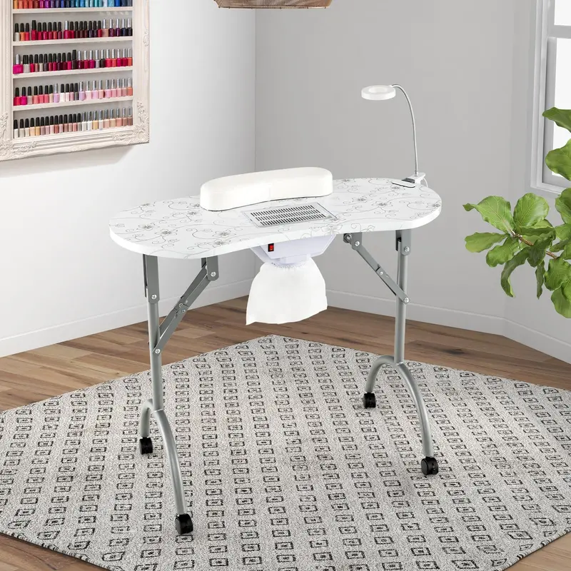 LDAILY Portable Nail Technician Table – Integrated Electric Dust Extraction System