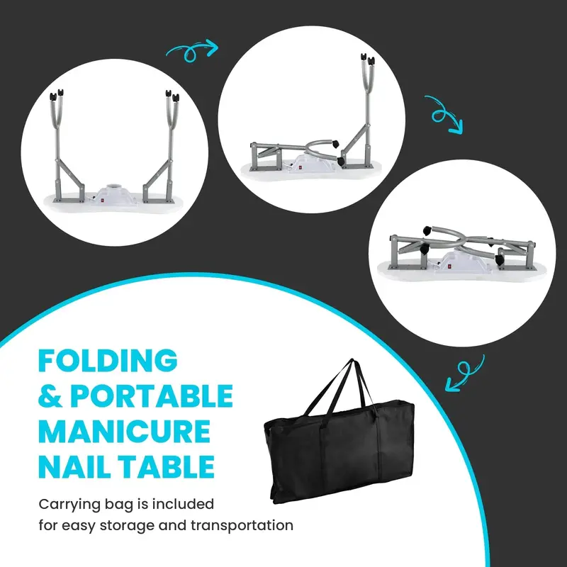 LDAILY Portable Nail Technician Table – Integrated Electric Dust Extraction System