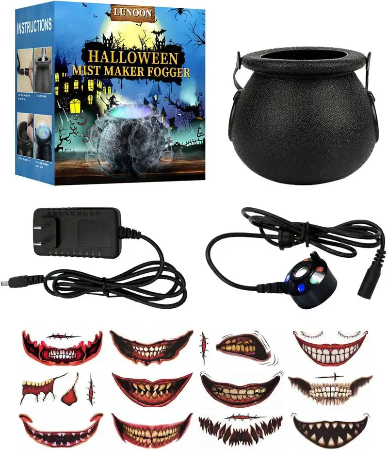 LED Halloween Fog Machine with Color-Changing Lighting Effects