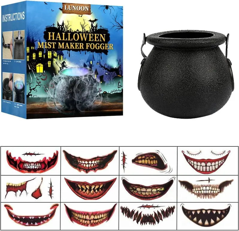LED Halloween Fog Machine with Color-Changing Lighting Effects