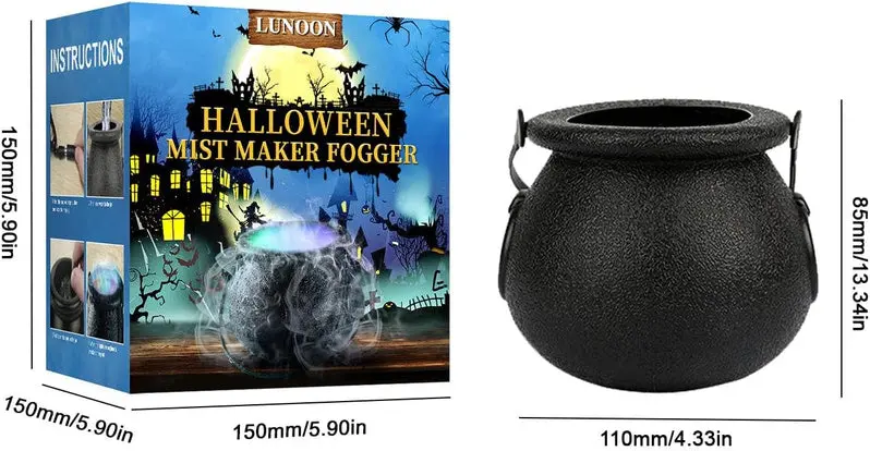LED Halloween Fog Machine with Color-Changing Lighting Effects