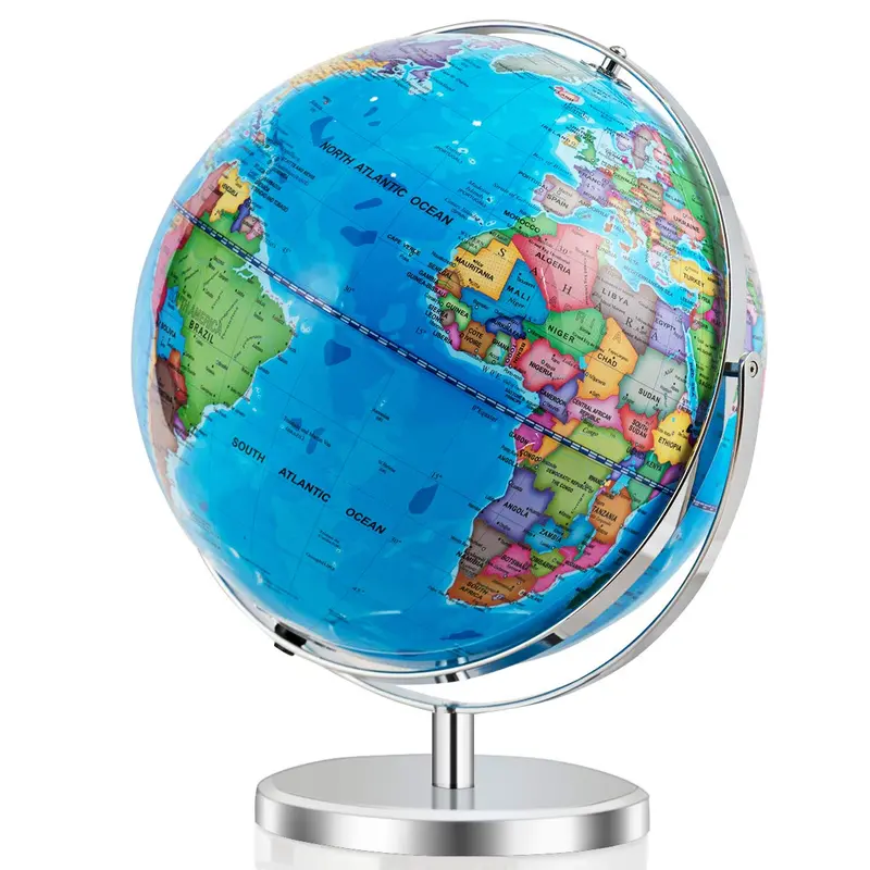 LED-Illuminated Desktop World Globe – Educational Geographic Model