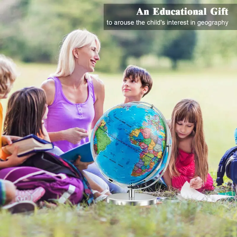 LED-Illuminated Desktop World Globe – Educational Geographic Model 2