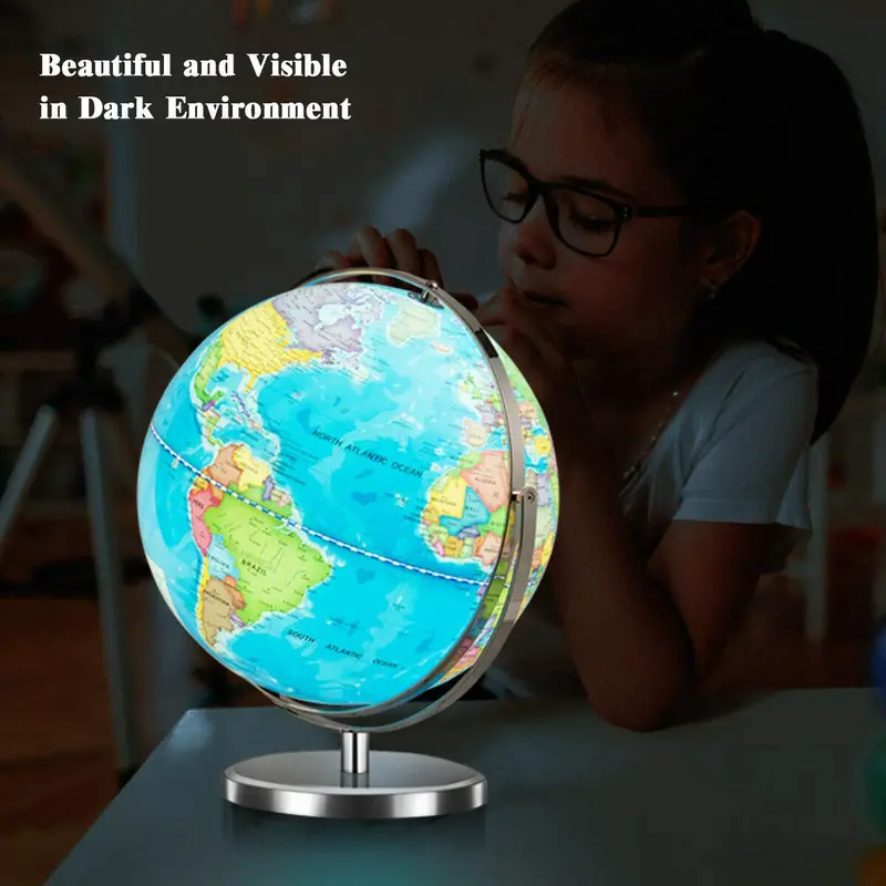 LED-Illuminated Desktop World Globe – Educational Geographic Model