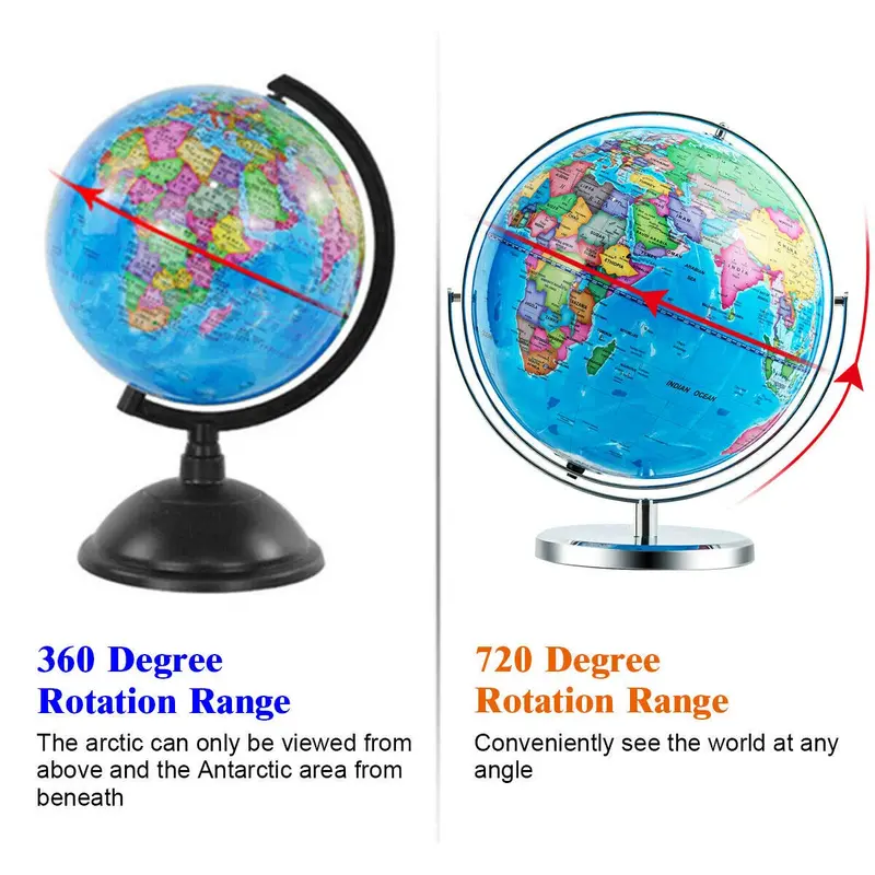 LED-Illuminated Desktop World Globe – Educational Geographic Model