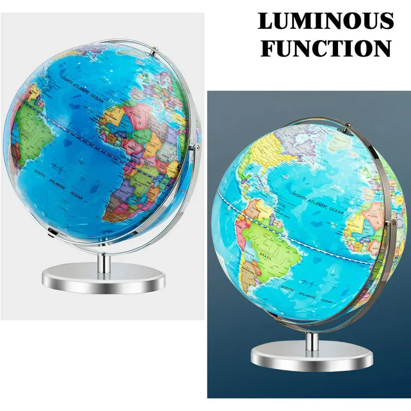 LED-Illuminated Desktop World Globe – Educational Geographic Model