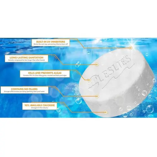 Leslie’s 3-Inch Slow-Dissolve Chlorine Tablets – Trichlor Pool Sanitizer, 20-Lb Bulk Bucket