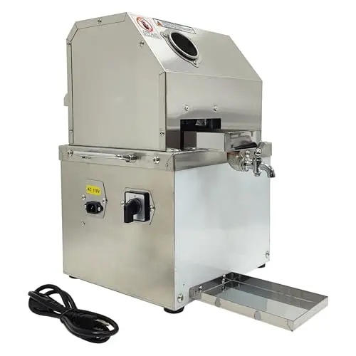 LGXEnzhuo 800W Electric Sugarcane Juicer – Stainless Steel Triple-Roller Crusher, 110V for Home or Commercial Use