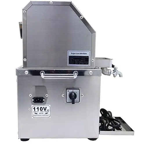 LGXEnzhuo 800W Electric Sugarcane Juicer – Stainless Steel Triple-Roller Crusher, 110V for Home or Commercial Use