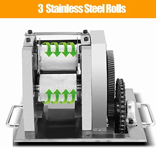 LGXEnzhuo 800W Electric Sugarcane Juicer – Stainless Steel Triple-Roller Crusher, 110V for Home or Commercial Use