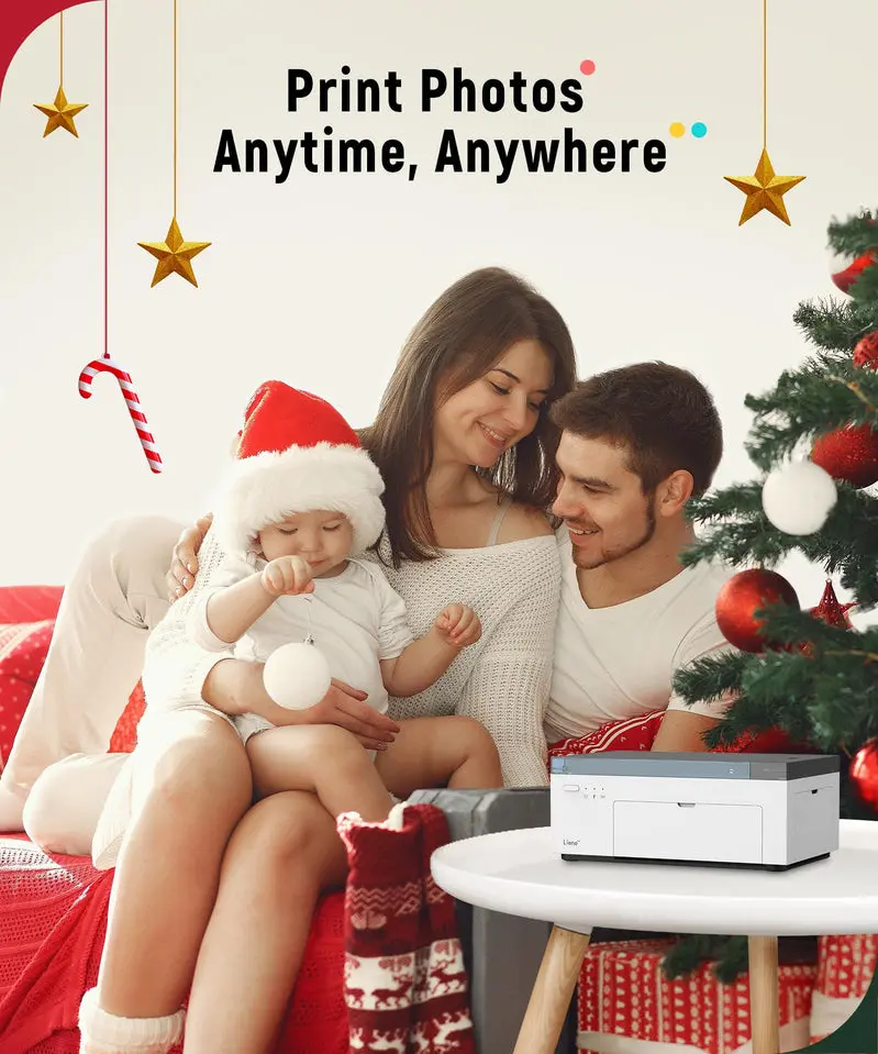 Liene 46mm Portable Photo Printer – Wi-Fi Thermal-Dye Sublimation Device, Includes 100-Print Pack, Compatible with iOS and Android
