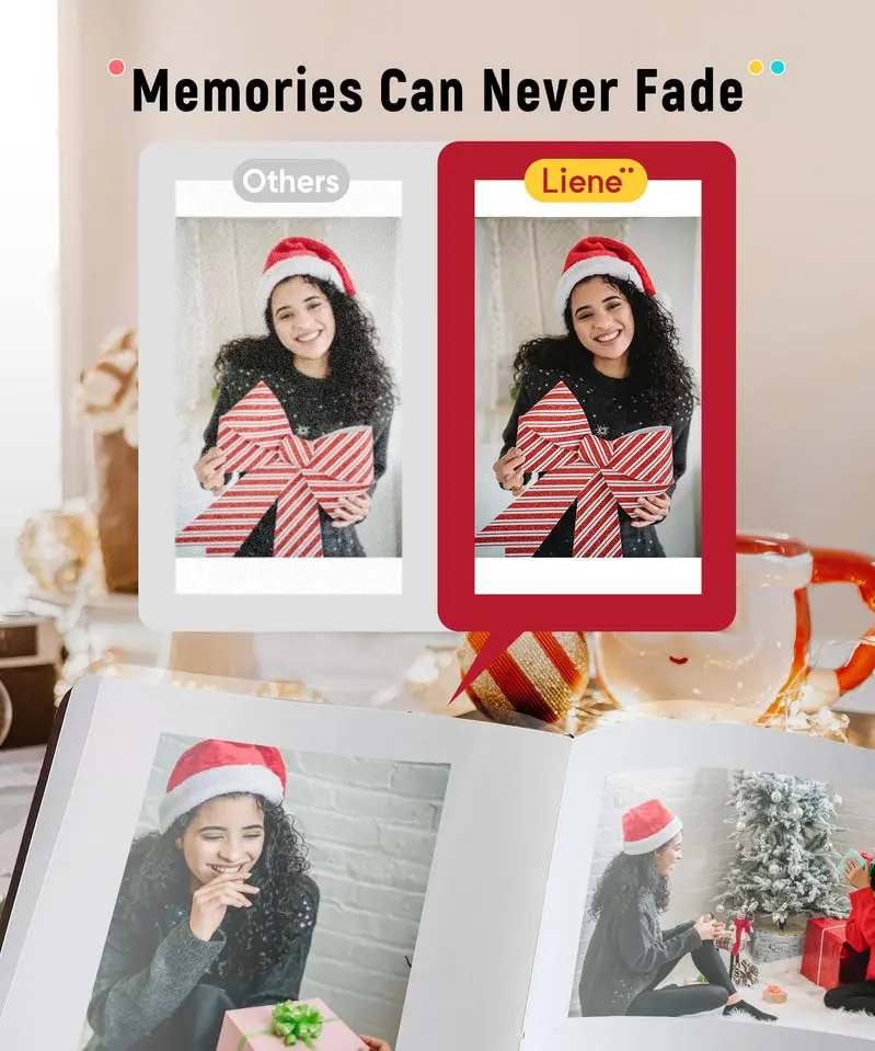 Liene 46mm Portable Photo Printer – Wi-Fi Thermal-Dye Sublimation Device, Includes 100-Print Pack, Compatible with iOS and Android