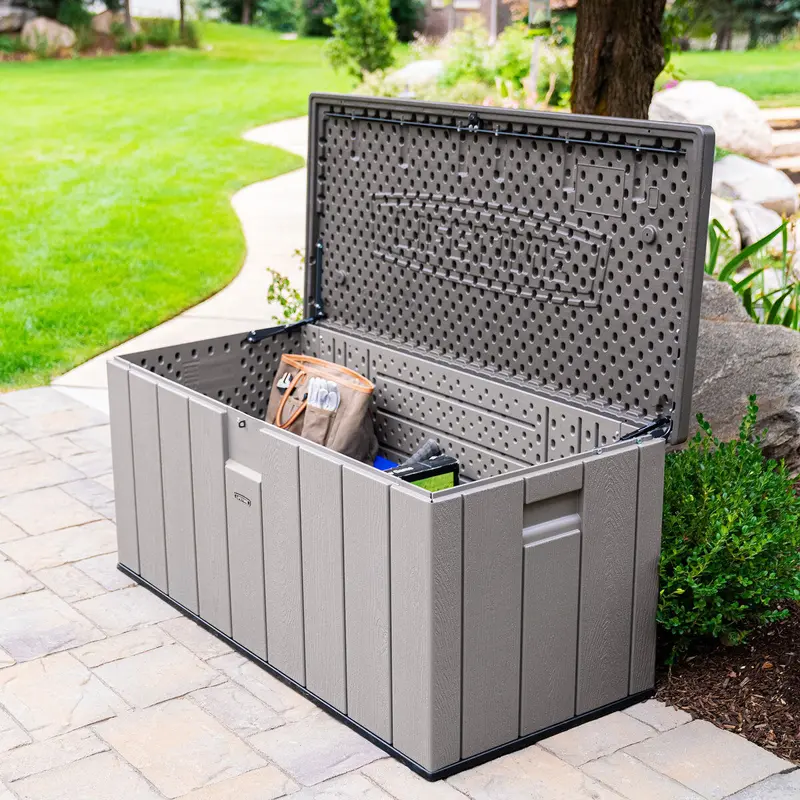 Lifetime 568L Deck Storage Box – Heavy-Duty Weatherproof Outdoor Bin for Lawn and Garden Supplies
