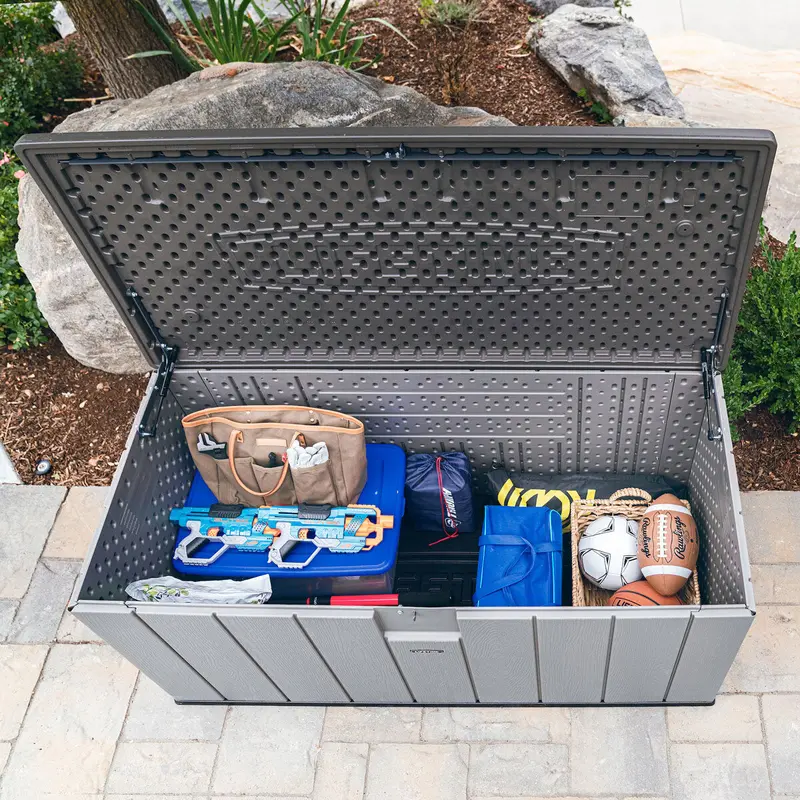 Lifetime 568L Deck Storage Box – Heavy-Duty Weatherproof Outdoor Bin for Lawn and Garden Supplies