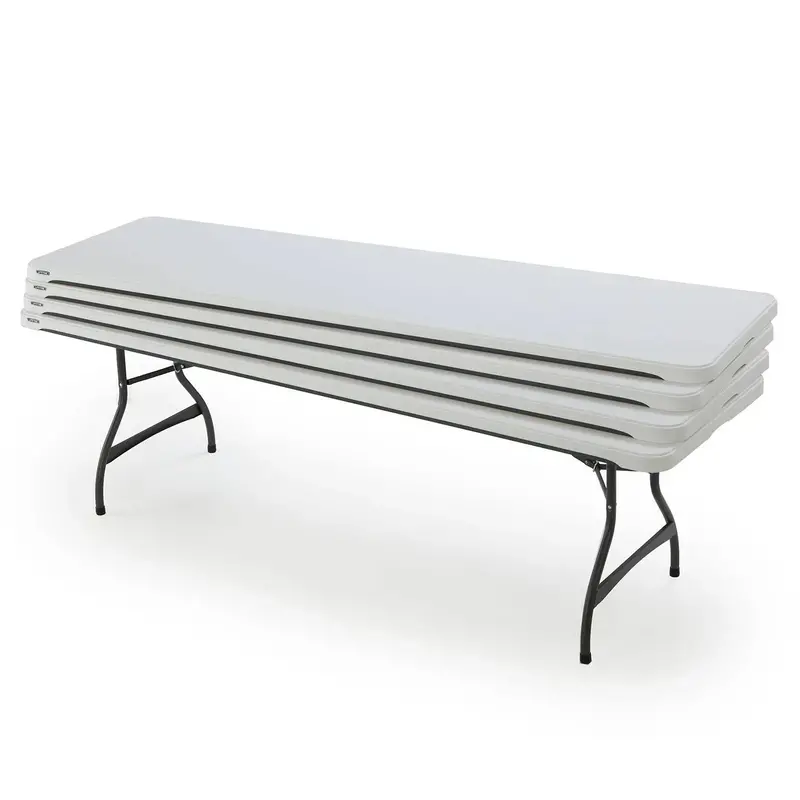 Lifetime 8-Foot Commercial Stacking Folding Tables — Set of Four Heavy-Duty Units