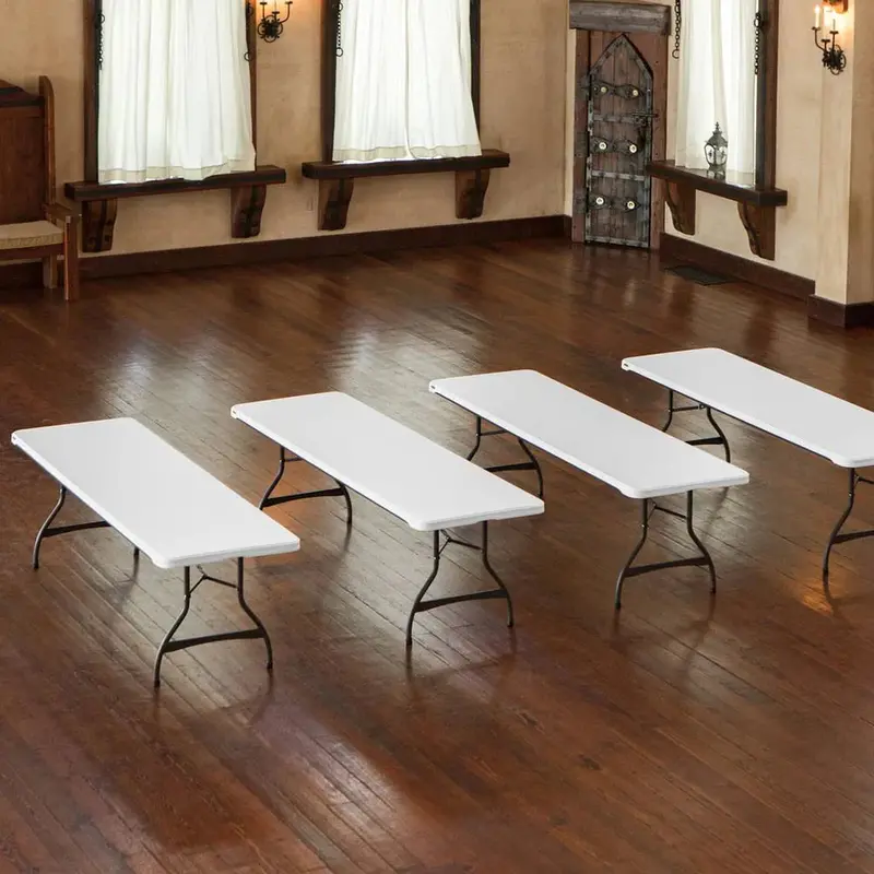 Lifetime 8-Foot Commercial Stacking Folding Tables — Set of Four Heavy-Duty Units