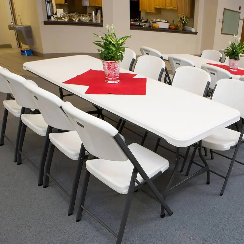 Lifetime 8-Foot Commercial Stacking Folding Tables — Set of Four Heavy-Duty Units