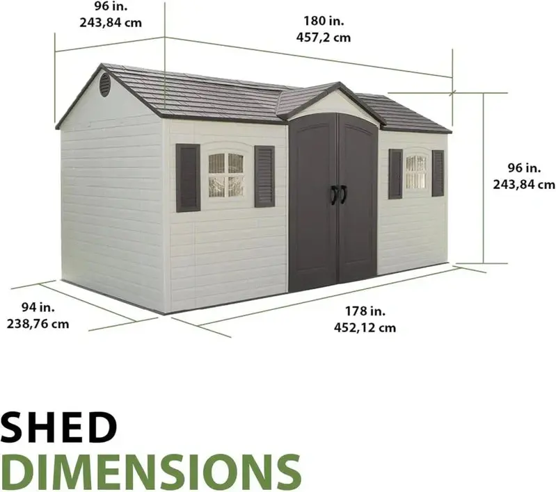 Lifetime 8 ft x 15 ft Outdoor Storage Shed – Desert Sand Polyethylene Panels with Reinforced Steel Frame