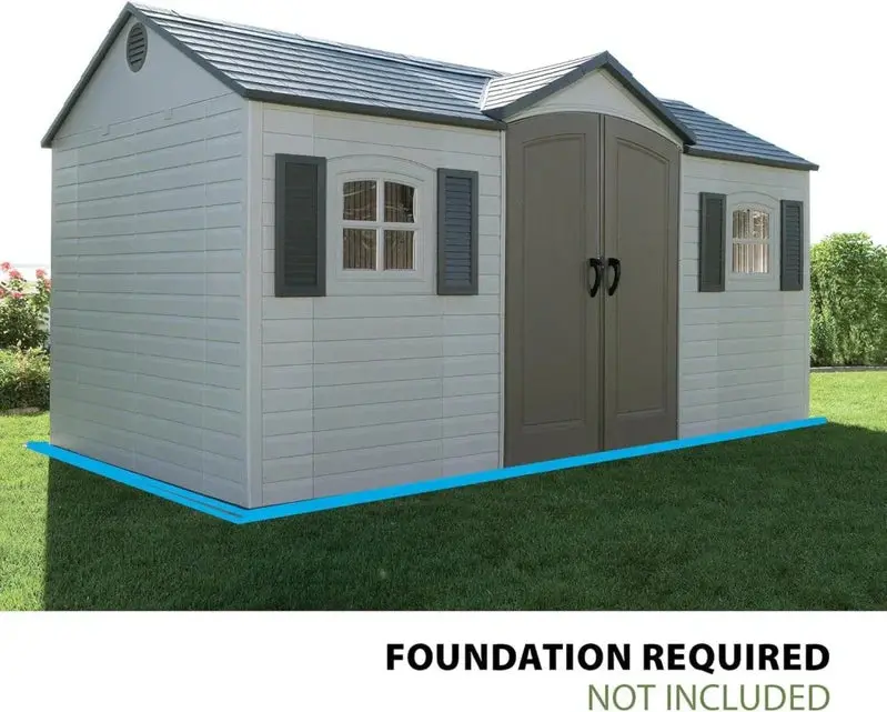 Lifetime 8 ft x 15 ft Outdoor Storage Shed – Desert Sand Polyethylene Panels with Reinforced Steel Frame