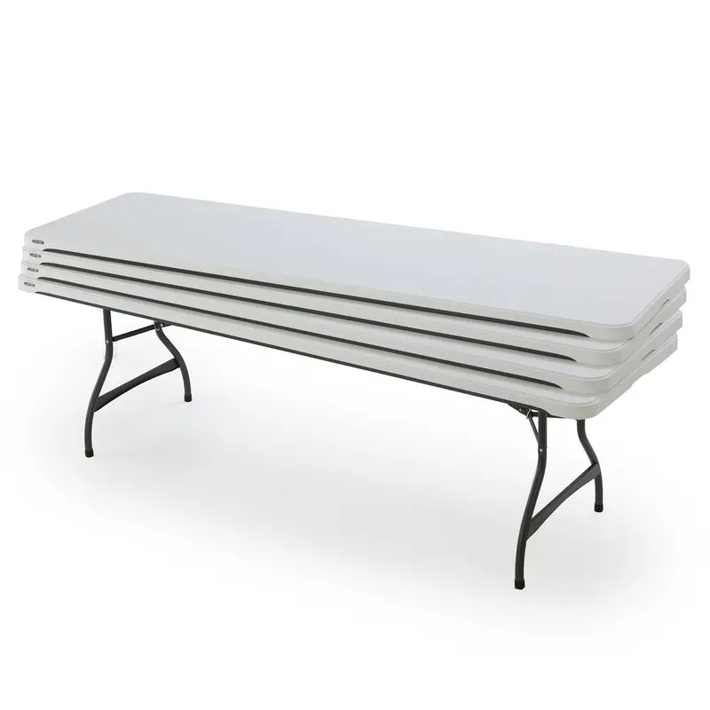 Lifetime Commercial 8-Foot Stacking Folding Tables – 4-Pack White Set for Events, Offices, and Classrooms