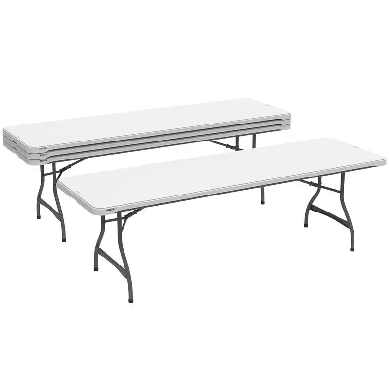 Lifetime Commercial 8-Foot Stacking Folding Tables – 4-Pack White Set for Events, Offices, and Classrooms