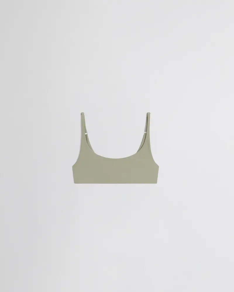 Light Sage Polyamide Scoop Neck Bikini Top