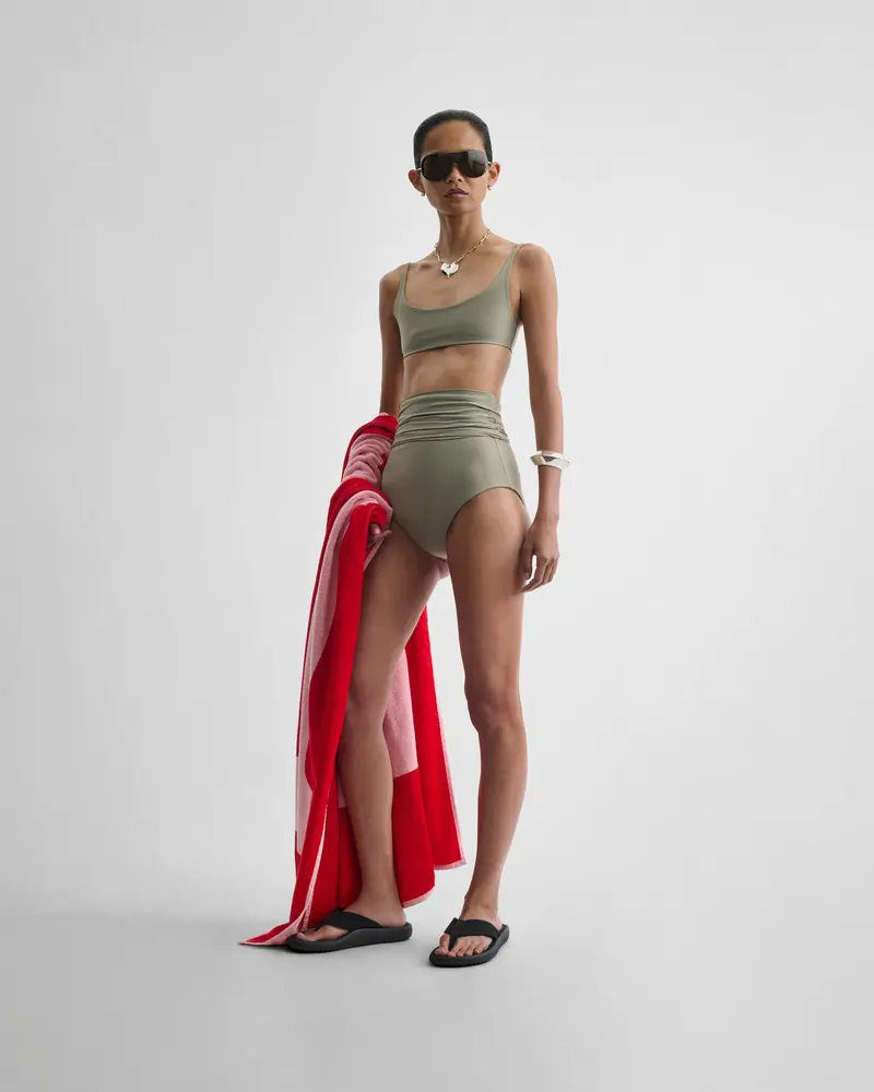 Light Sage Polyamide Scoop Neck Bikini Top
