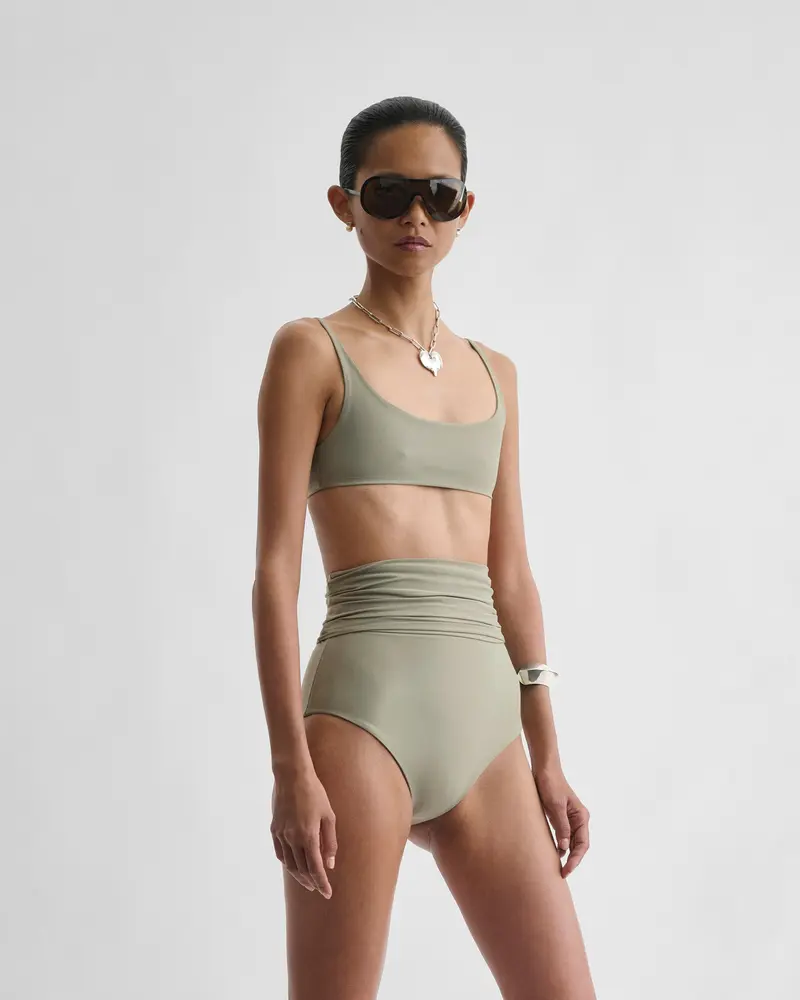 Light Sage Polyamide Scoop Neck Bikini Top