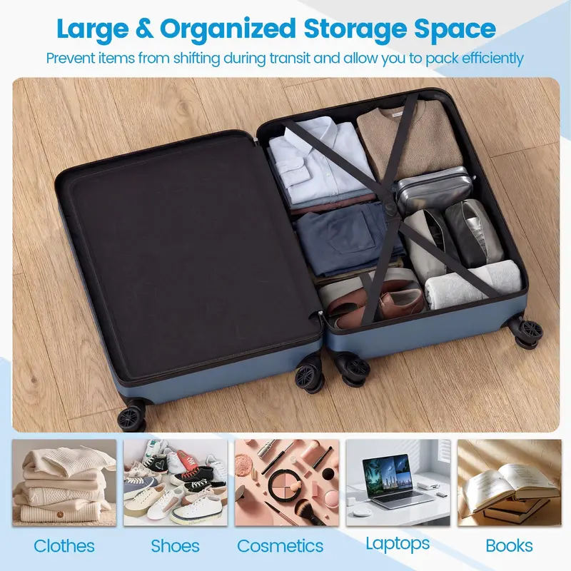 Lightweight 20/24/28-Inch Hardshell Spinner Luggage Set — Vertical Stripe Pattern