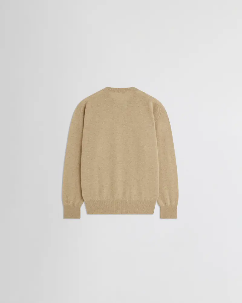 Lightweight Oatmeal Wool-Cashmere Crewneck Sweater 2