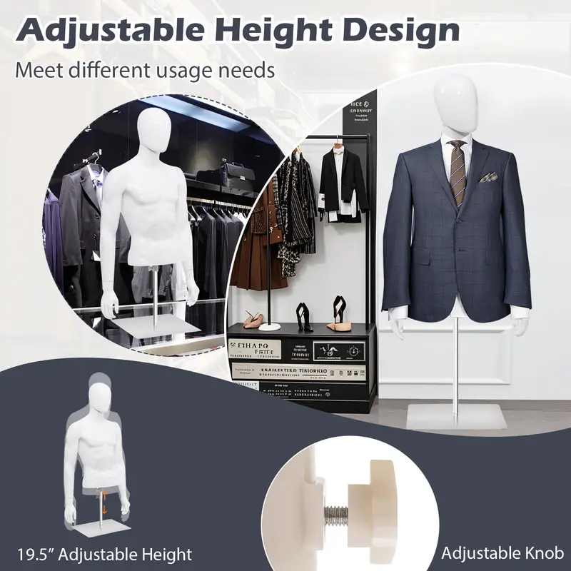 Lightweight PP Torso Mannequin — Tailoring-Friendly Male Display Model for Fitting Rooms
