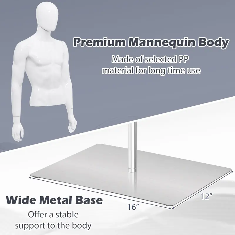 Lightweight PP Torso Mannequin — Tailoring-Friendly Male Display Model for Fitting Rooms