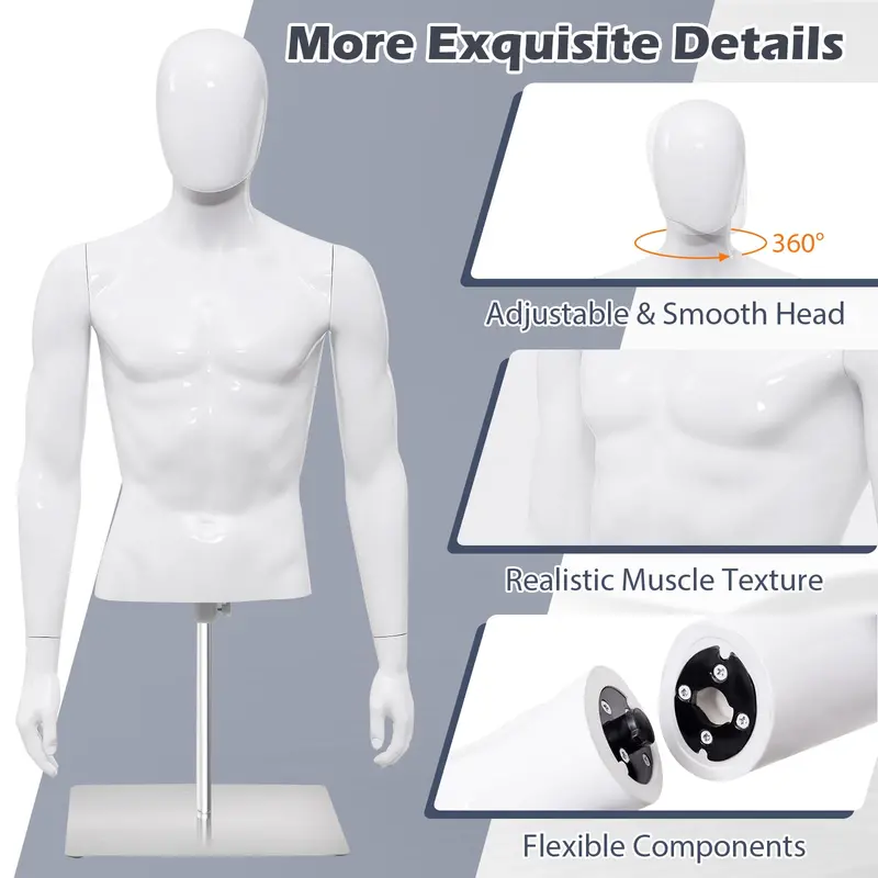 Lightweight PP Torso Mannequin — Tailoring-Friendly Male Display Model for Fitting Rooms
