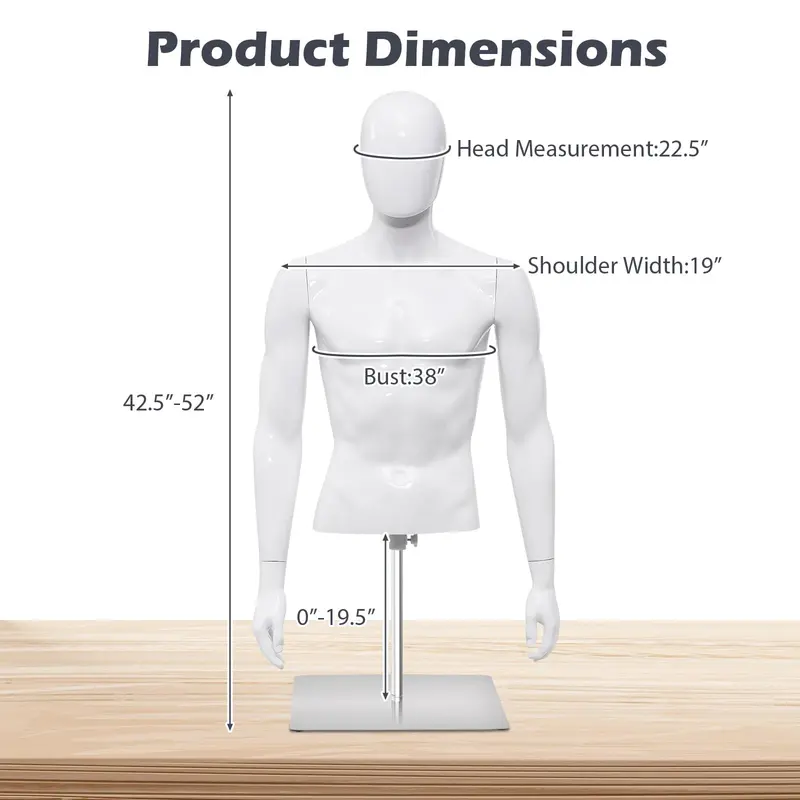 Lightweight PP Torso Mannequin — Tailoring-Friendly Male Display Model for Fitting Rooms