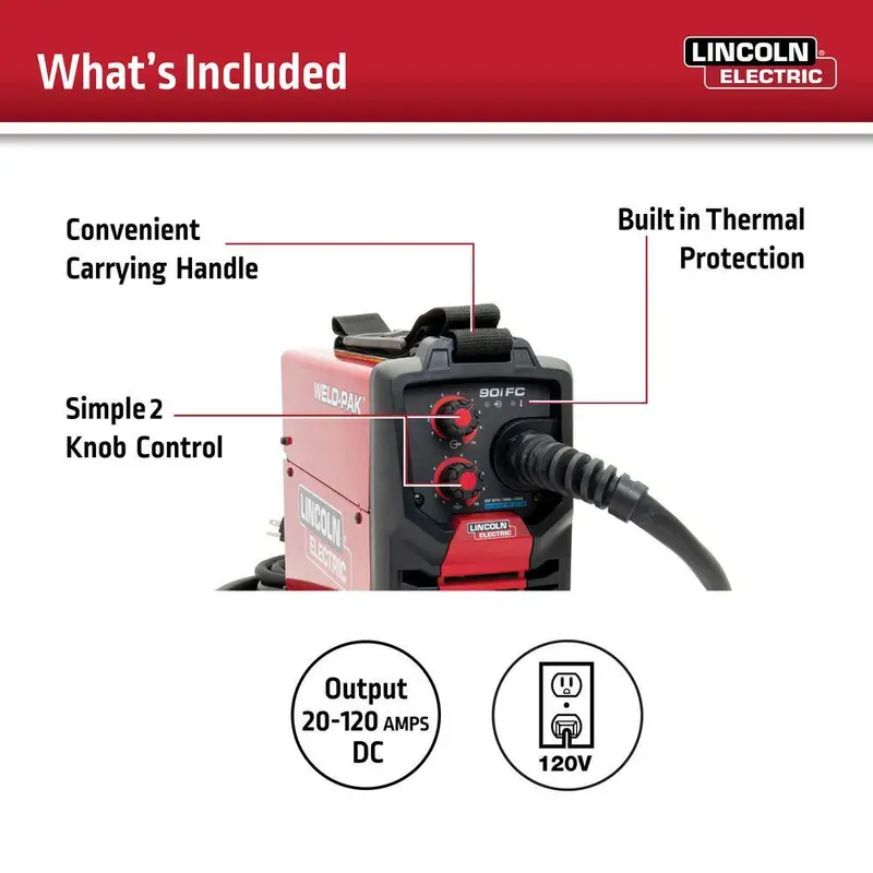 Lincoln Electric WELD-PAK 90i FC Flux-Cored Welder – No-Gas Wire Feed Welding Machine (Model K5255-1)