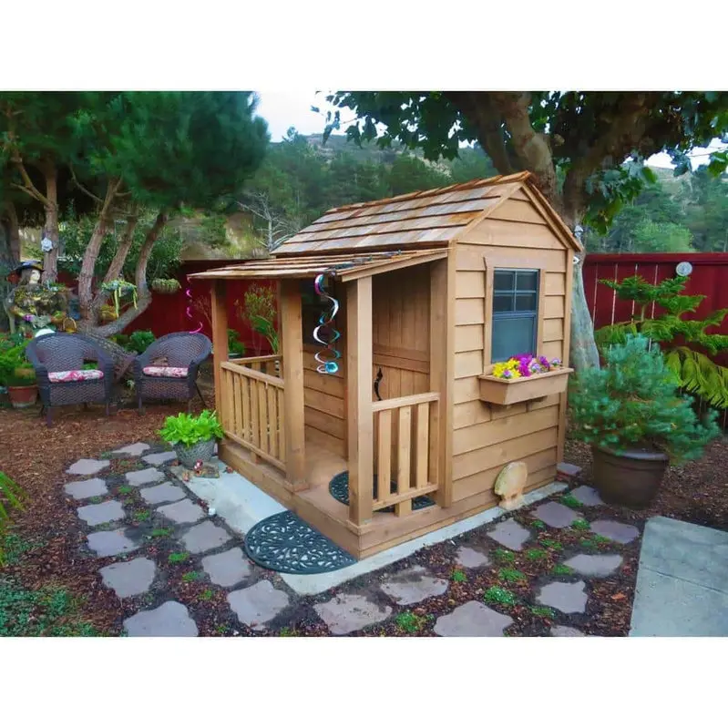 Little Squirt Wooden Playhouse by Outdoor Living Today – 6-Foot Cedar Kids’ Play Structure with Authentic Details