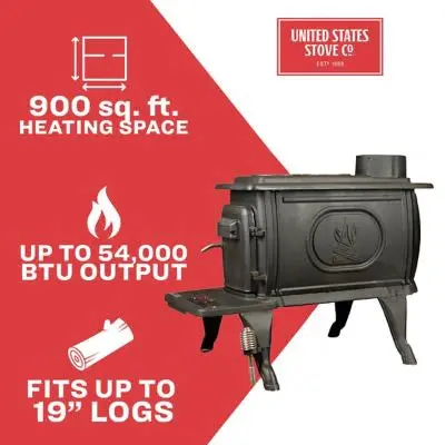 Logwood EPA-Exempt Cast Iron Wood Stove – Efficient Heating Solution for Areas up to 900 Sq. Ft.