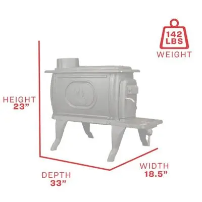 Logwood EPA-Exempt Cast Iron Wood Stove – Efficient Heating Solution for Areas up to 900 Sq. Ft.