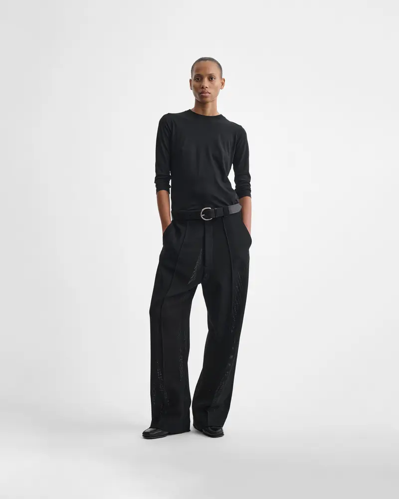 Loose-Fit Black Viscose Trousers With Low-Slung Silhouette
