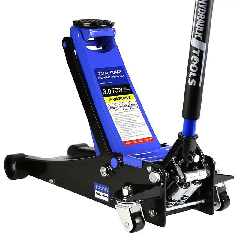 Low-Profile 3-Ton Hydraulic Floor Jack – Dual-Piston Rapid Lift, Adjustable Height Range (5.1" to 20")