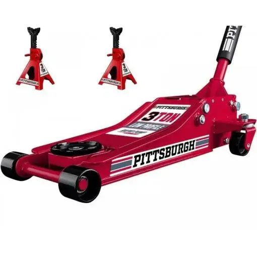Low-Profile 3-Ton Hydraulic Floor Jack with Integrated Safety Stands