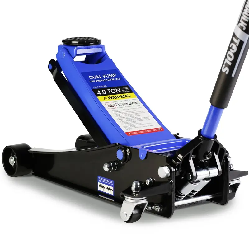 Low-Profile Floor Jack: 4-Ton Dual-Piston Trolley Lift with 4"–21" Height Range & 8000 lb Capacity