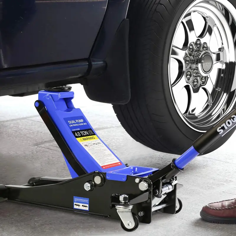 Low-Profile Floor Jack: 4-Ton Dual-Piston Trolley Lift with 4"–21" Height Range & 8000 lb Capacity 2