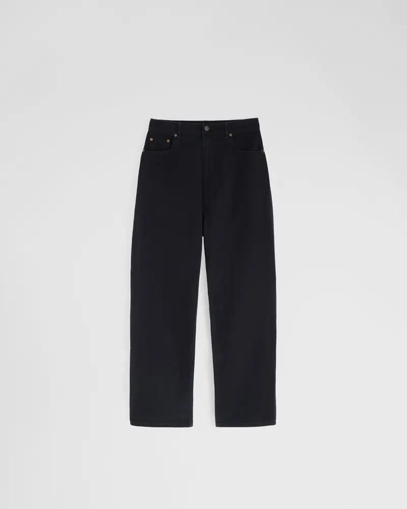 Low-Rise Wide-Leg Black Cotton Drop Jeans