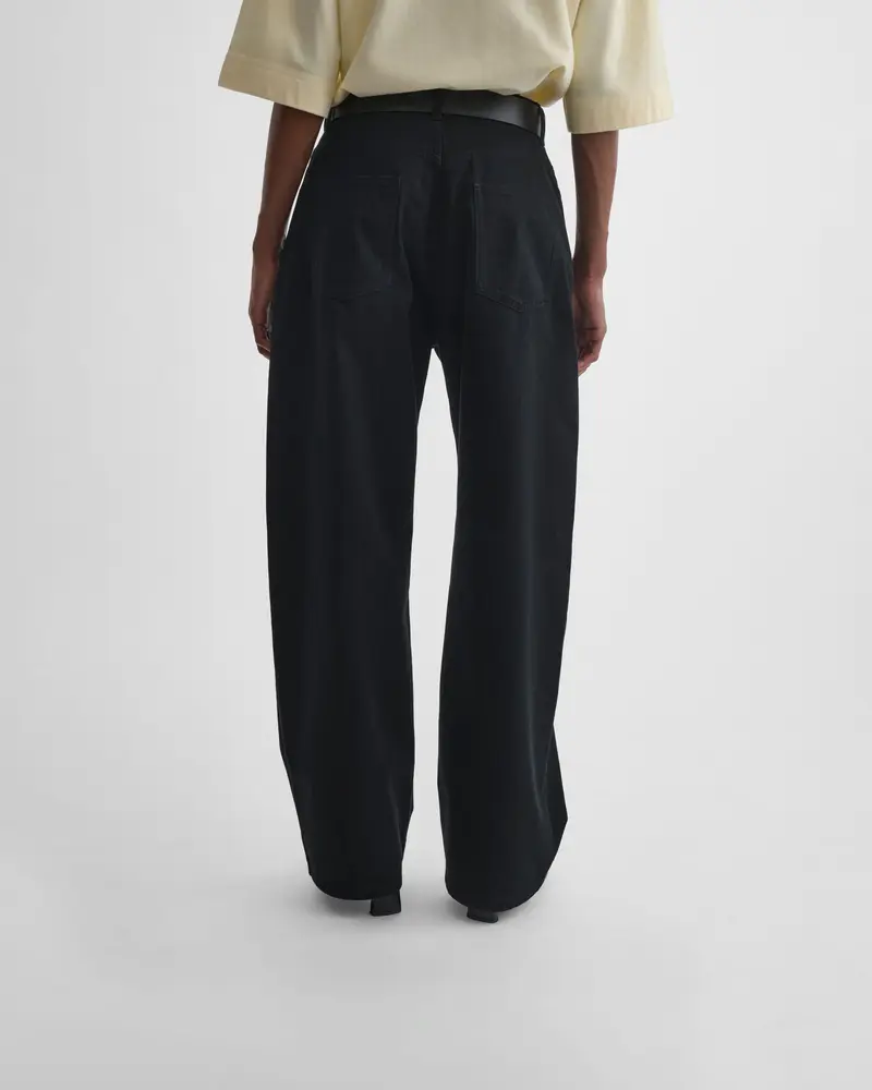 Low-Rise Wide-Leg Black Cotton Drop Jeans