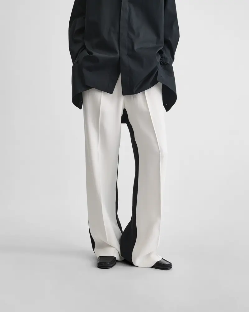 Low-Waist Viscose Trousers In Black And Off-White