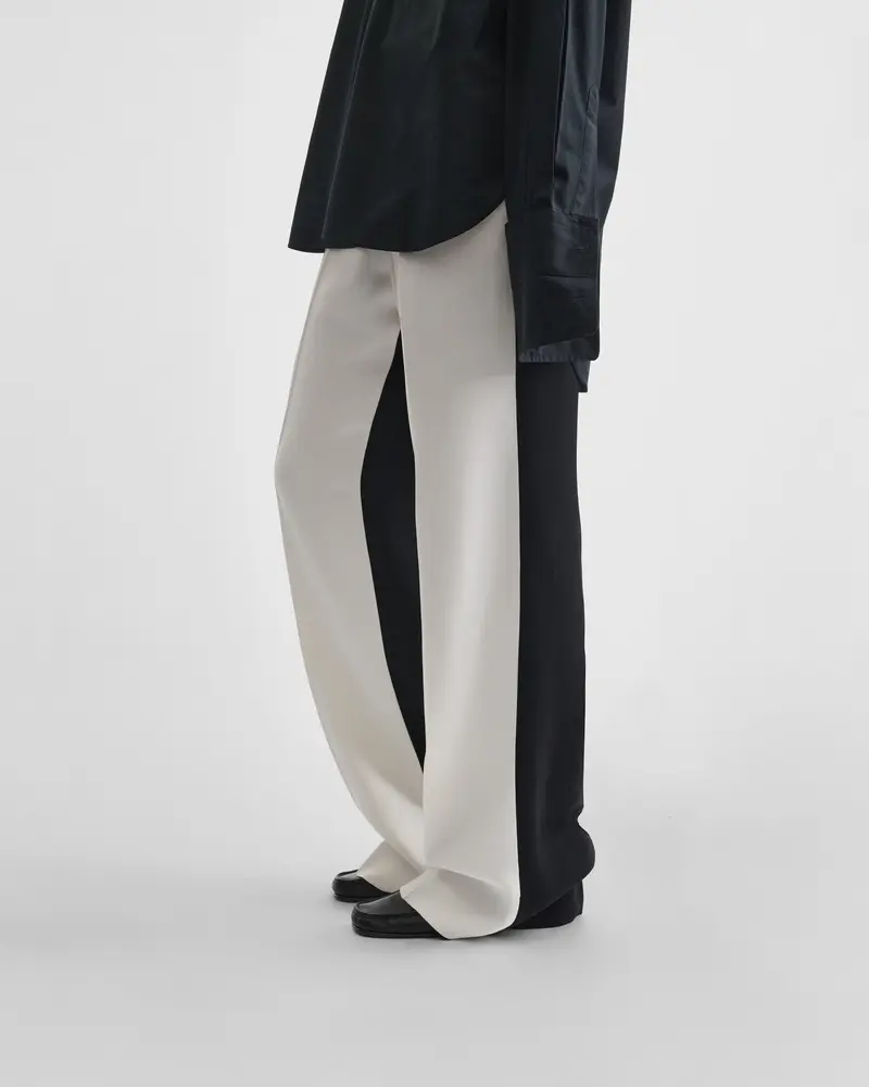 Low-Waist Viscose Trousers In Black And Off-White