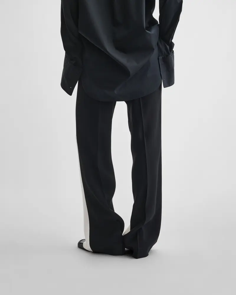 Low-Waist Viscose Trousers In Black And Off-White